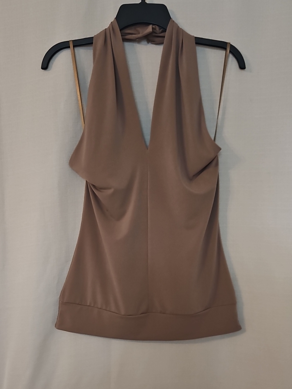New York & Company Taupe Halter V-Neck Camisole